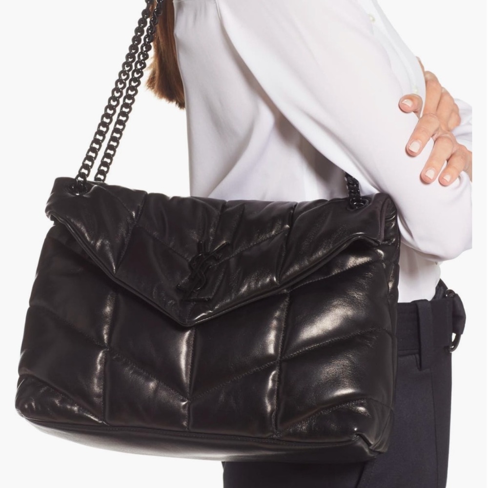 SAINT LAURENT
Lambskin Quilted Monogram
Medium Loulou Puffer
Chain Satchel Black - Picture 10 of 14